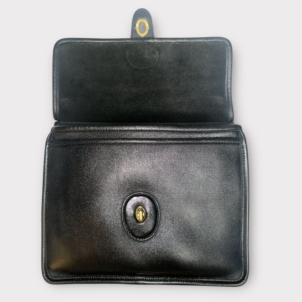 VTG Coach Willis Bag 9927 Black Leather Brass Turnlock Satchel 1994 Costa Rica - Picture 8 of 11